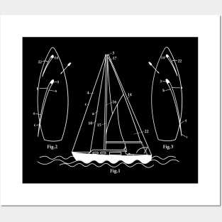 Blueprint Sailing Boat Posters and Art